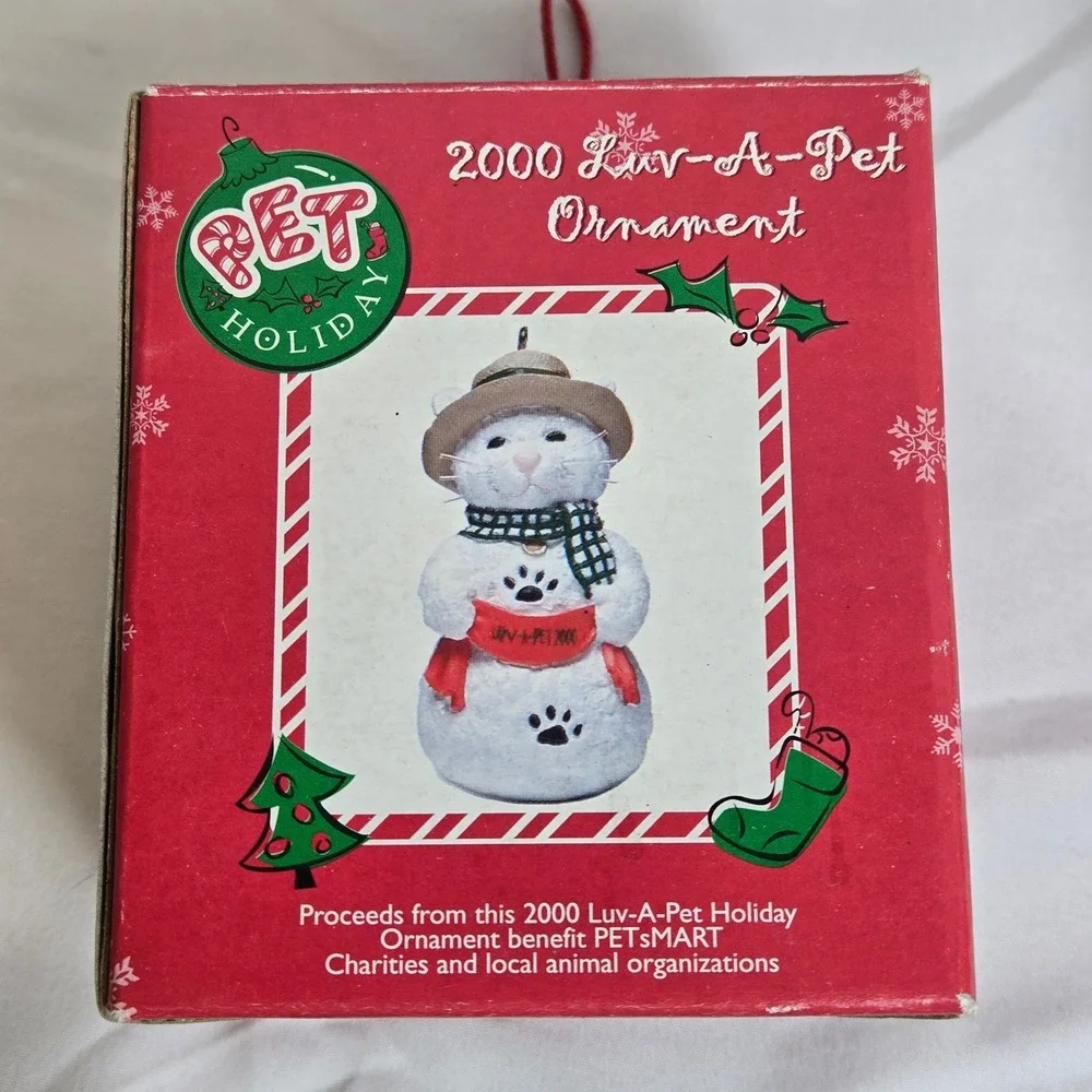 Pet Holiday Luv-A-Pet 2000 Snowkitty Cat Christmas Ornament‎ & BoxVintage Y2K